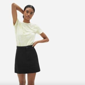 Everlane washed black Canvas Stamp cotton casual A-line mini skirt